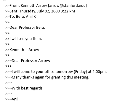 Email exchanges: Arrow and Bera-3