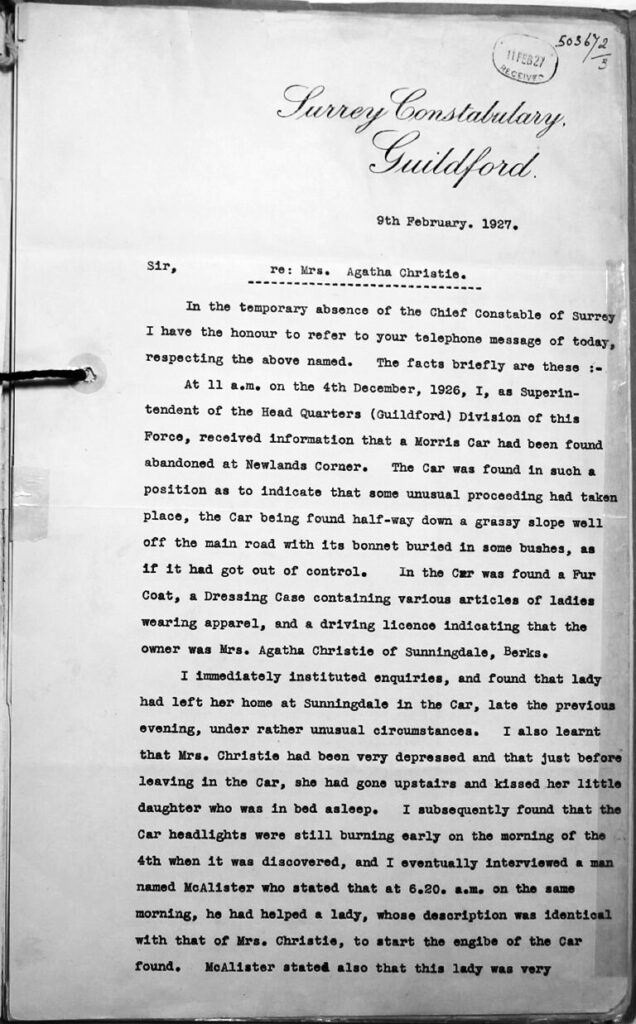 Letter from William Kenward to the Home Office 9 February 1927